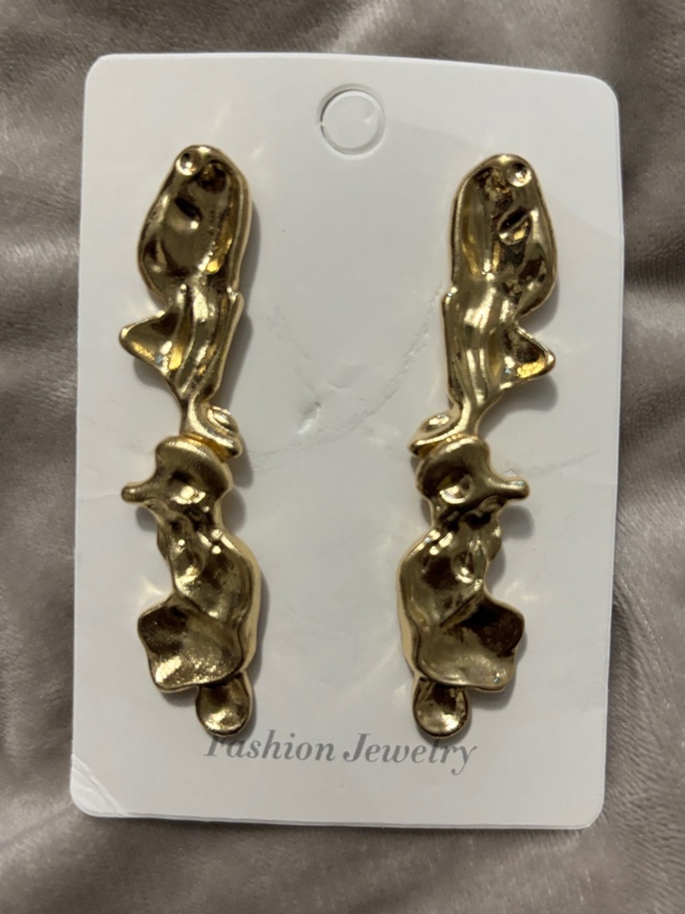 Fashion Jewelry Gold Abstract Sculptural Drop Earrings